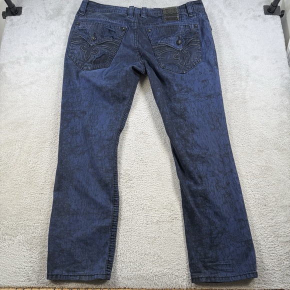Rock Revival Jeans Mens 42x33 Blue Nyle Alt Straight Flap Pocket Thick Stitch - Picture 7 of 8
